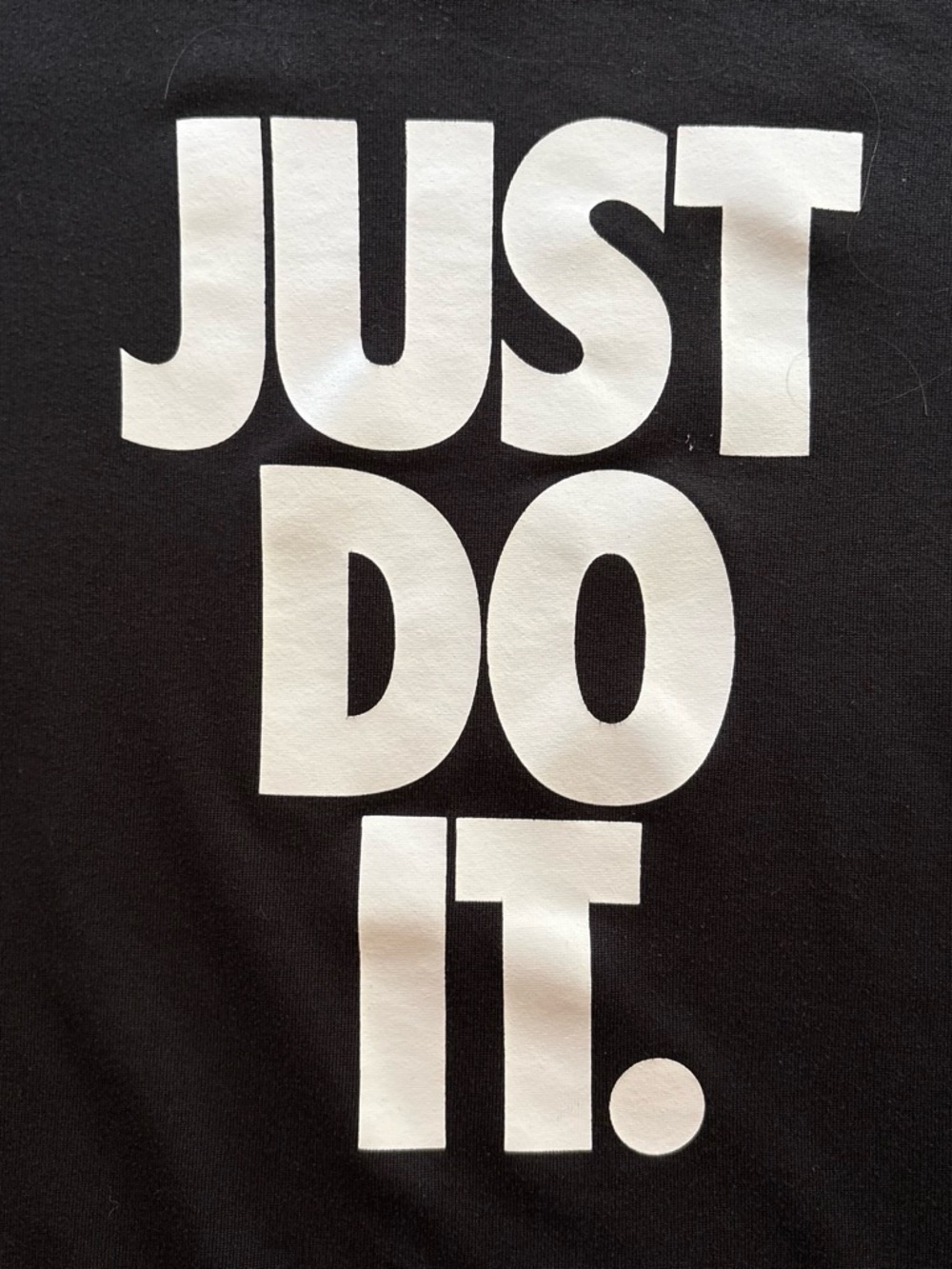 Nike Black Tee with Large White "Just Do It." Print